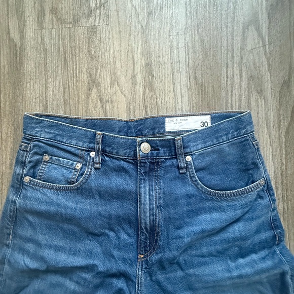 Rag & bone Wide-Leg Denim Jeans in Medium Blue - Picture 2 of 7